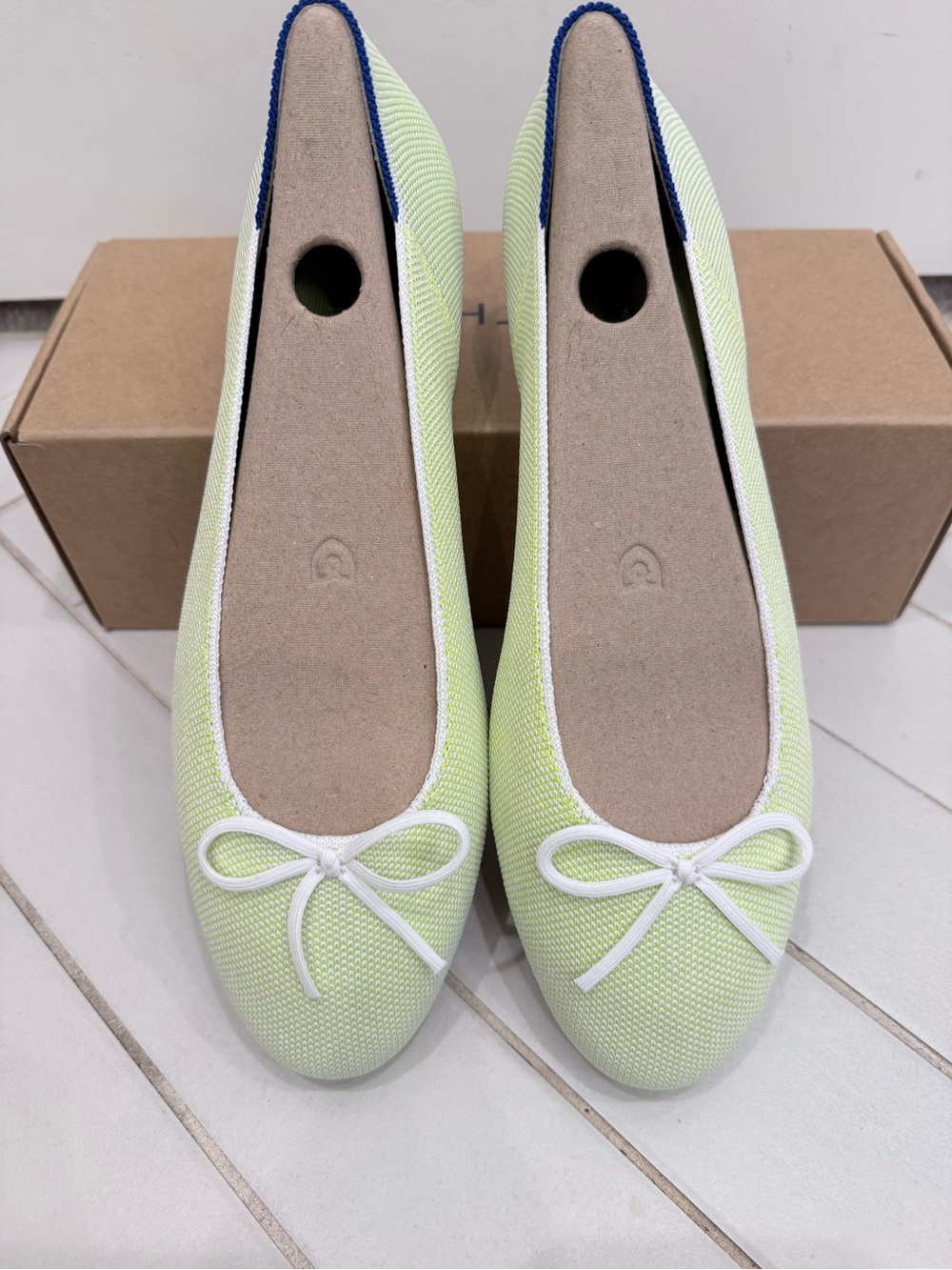 Rothy’s Chartreuse Bow Ballet Flats